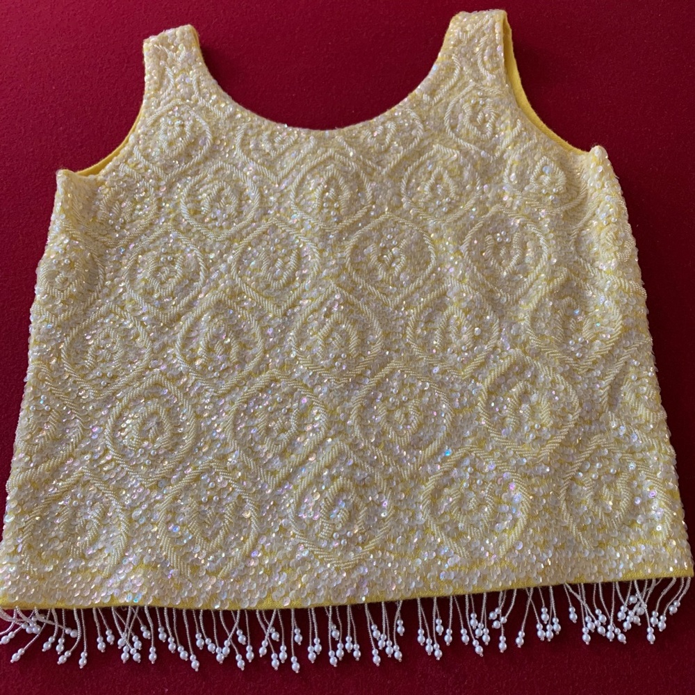 1950s Anne Scott 100% beaded cashmere top